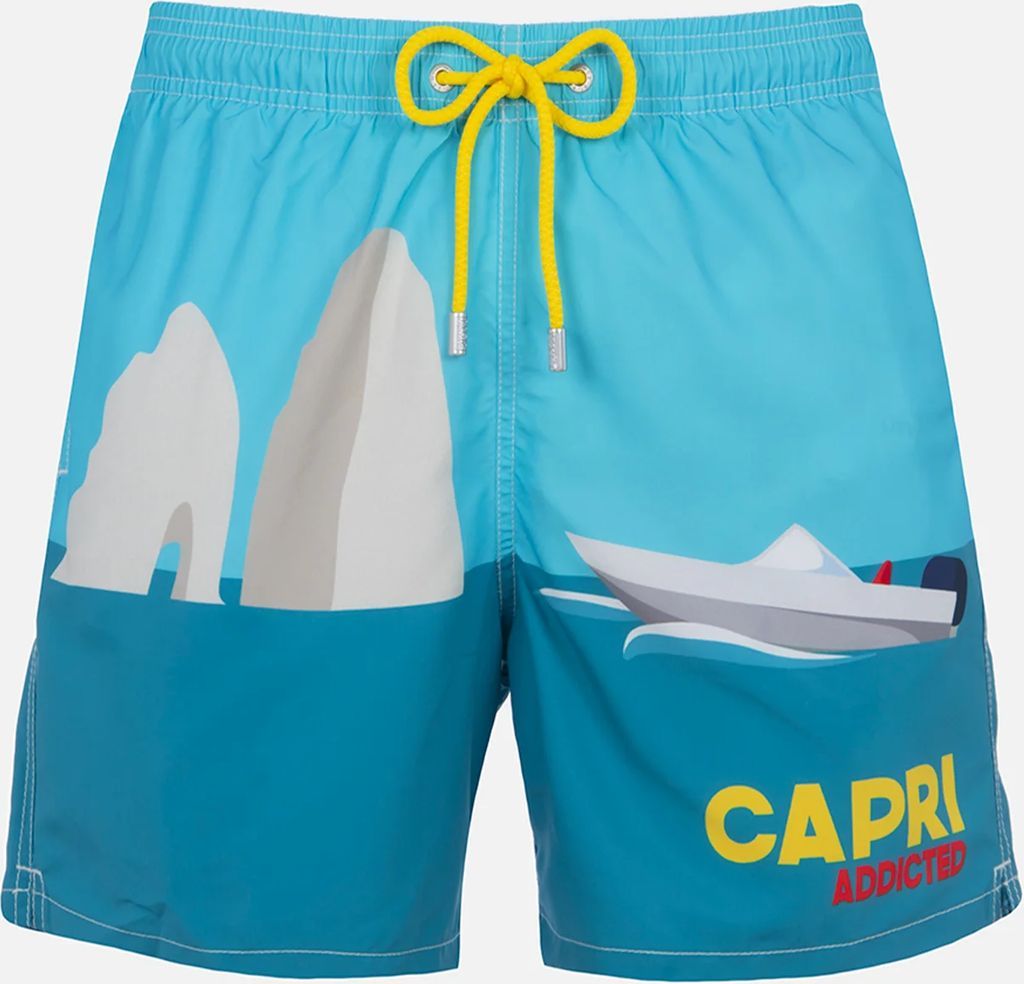 Man mid-length Gustavia swim-shorts with Capri placed print
