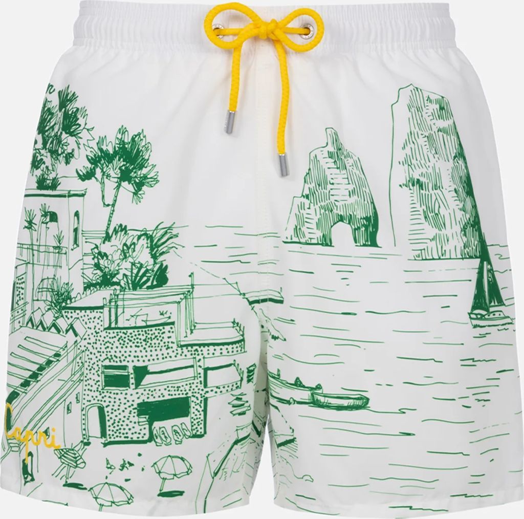 Man mid-length Gustavia swim-shorts with Capri placed print