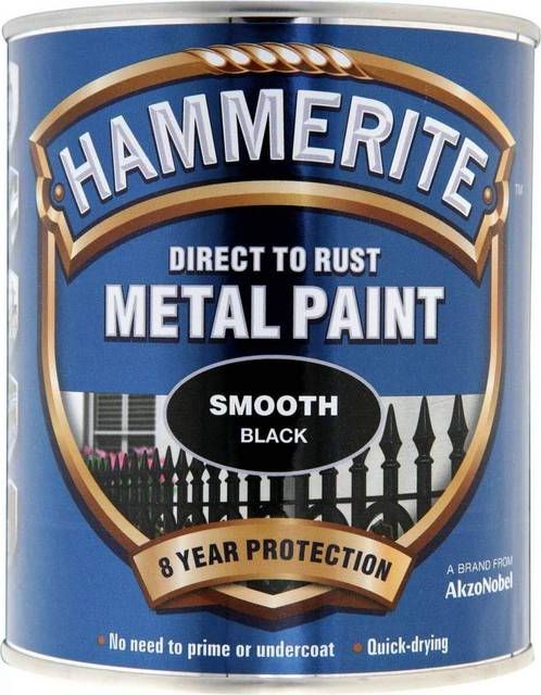 Hammerite Direct to Rust Smooth Effect Metalmaling Black 0.75L