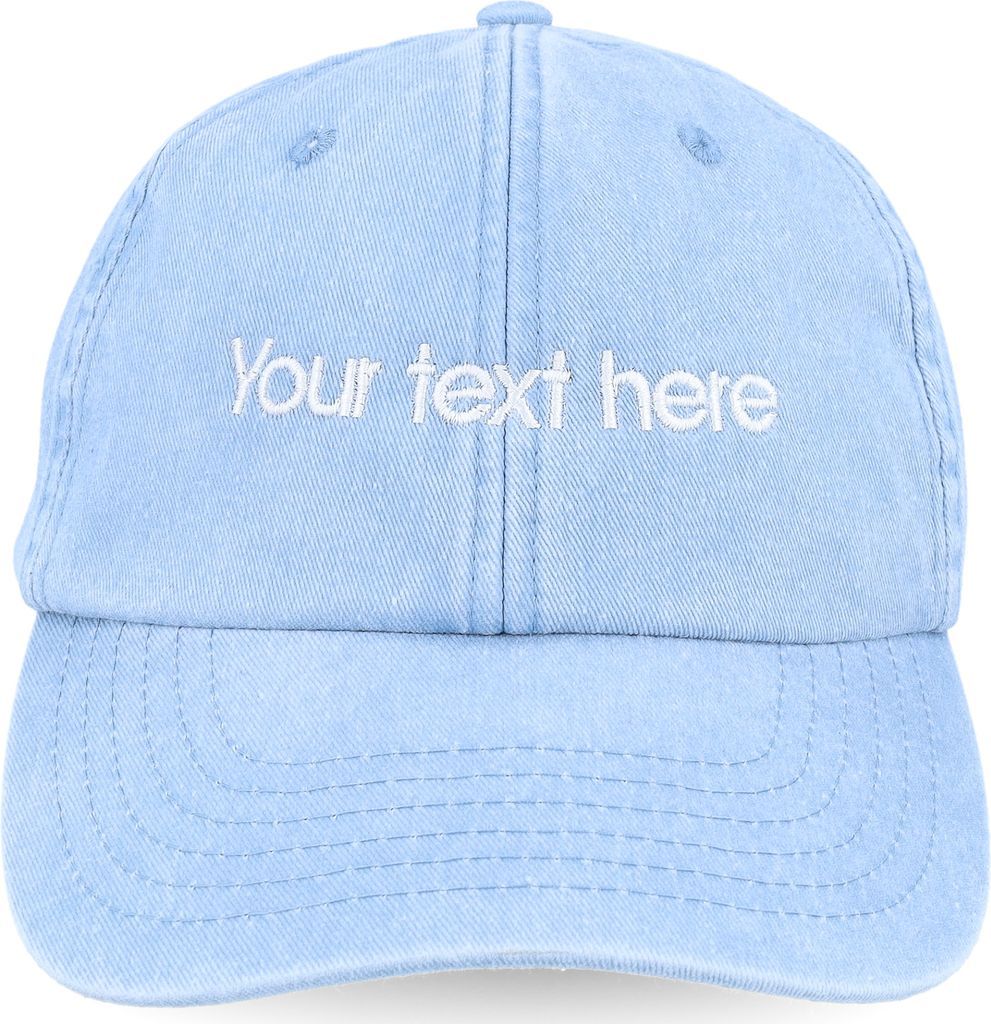 washed light blue dad cap with embroidery
