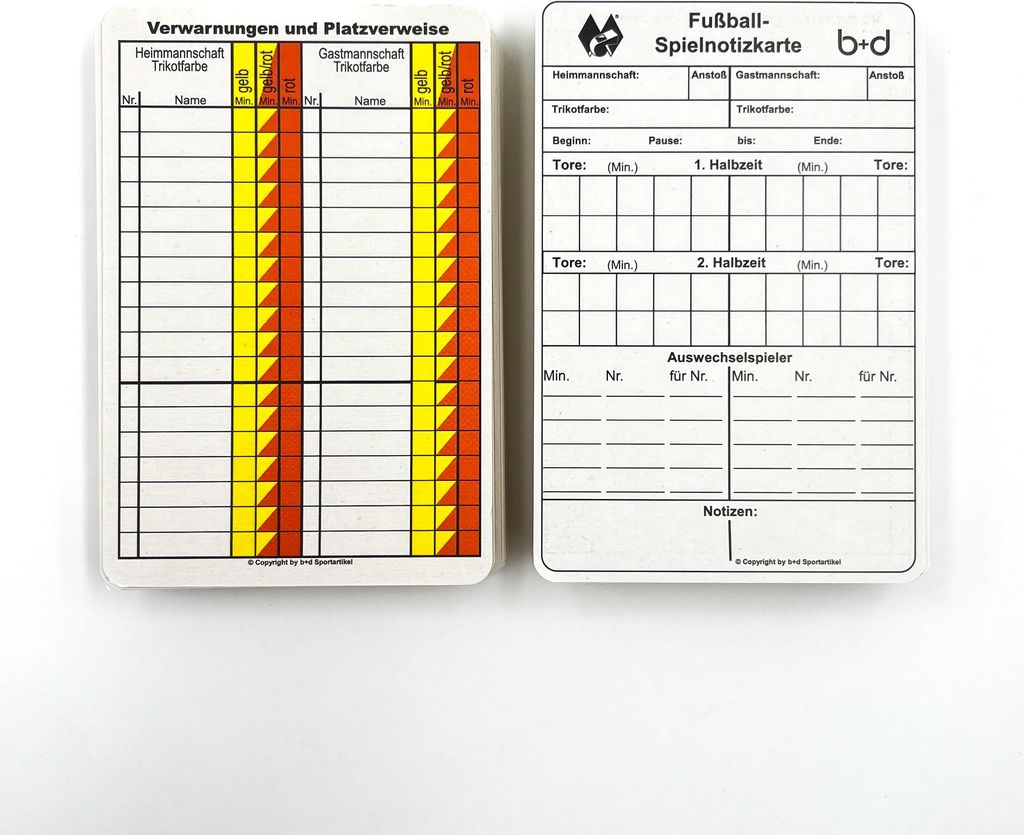 match record cards football