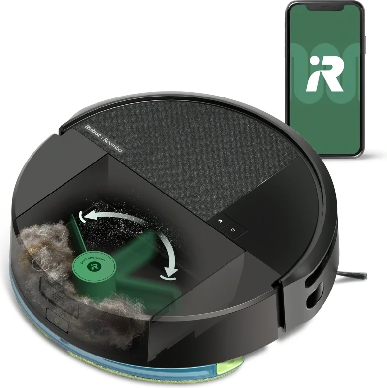 iRobot Roomba 205 DustCompactor Combo Robotstøvsuger Moppefunktion Rumkortlægning 68dB Sort