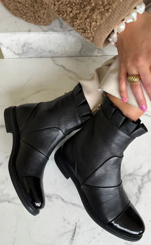 copenhagen shoes støvle - margaret - black w/patent toe