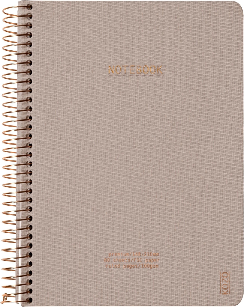 Notesbog KOZO A5 sand linjeret