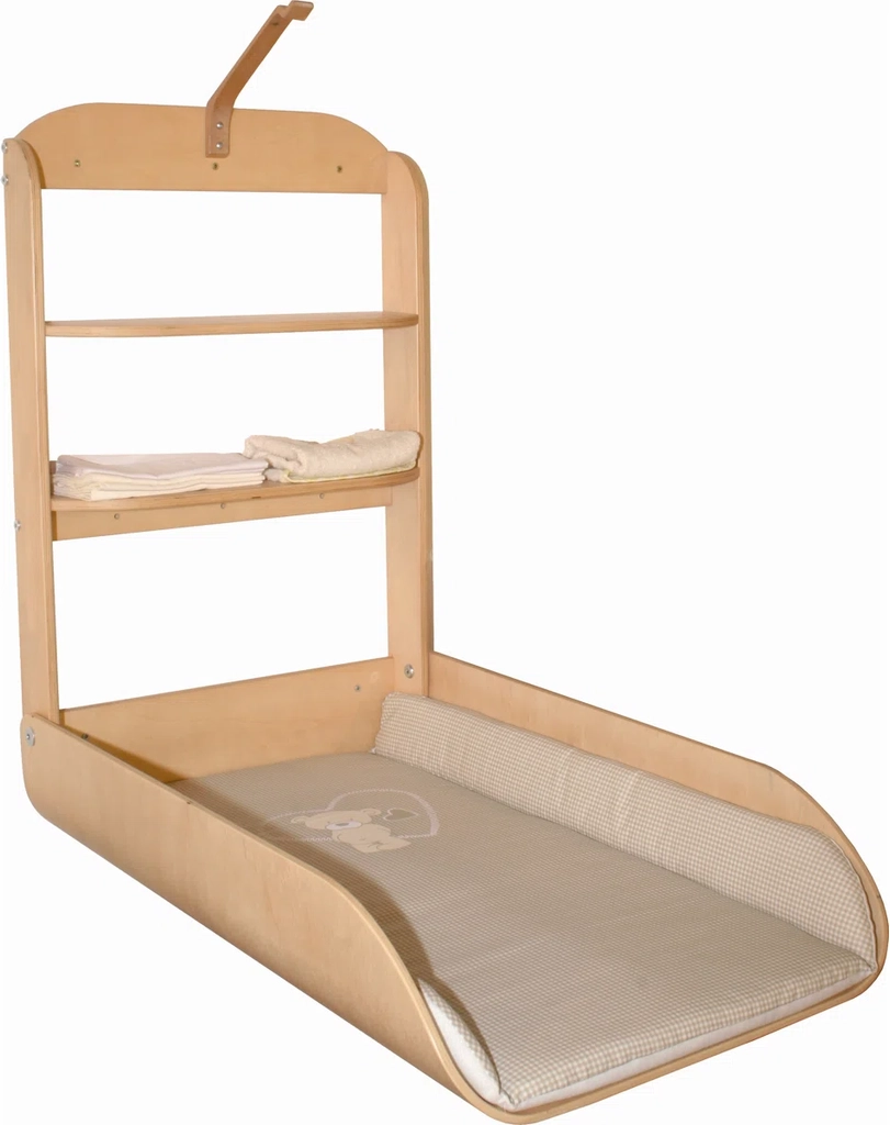 wooden wall-mounted changing shelf