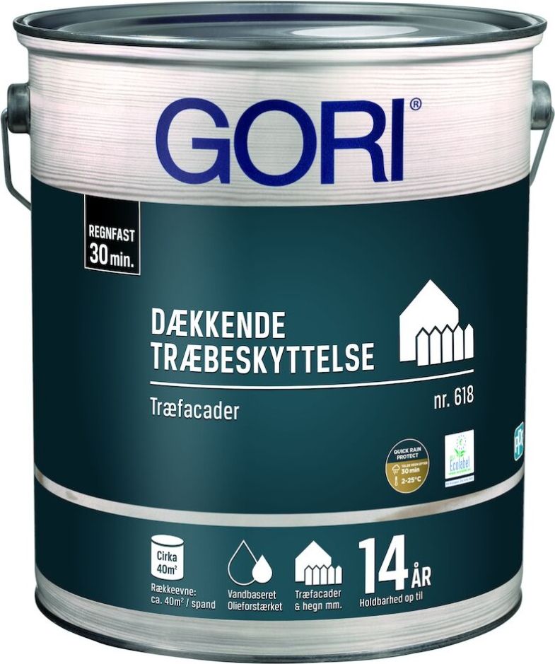 gori 618, dækkende træbeskyttelse, træfacader, kridt, 5 l