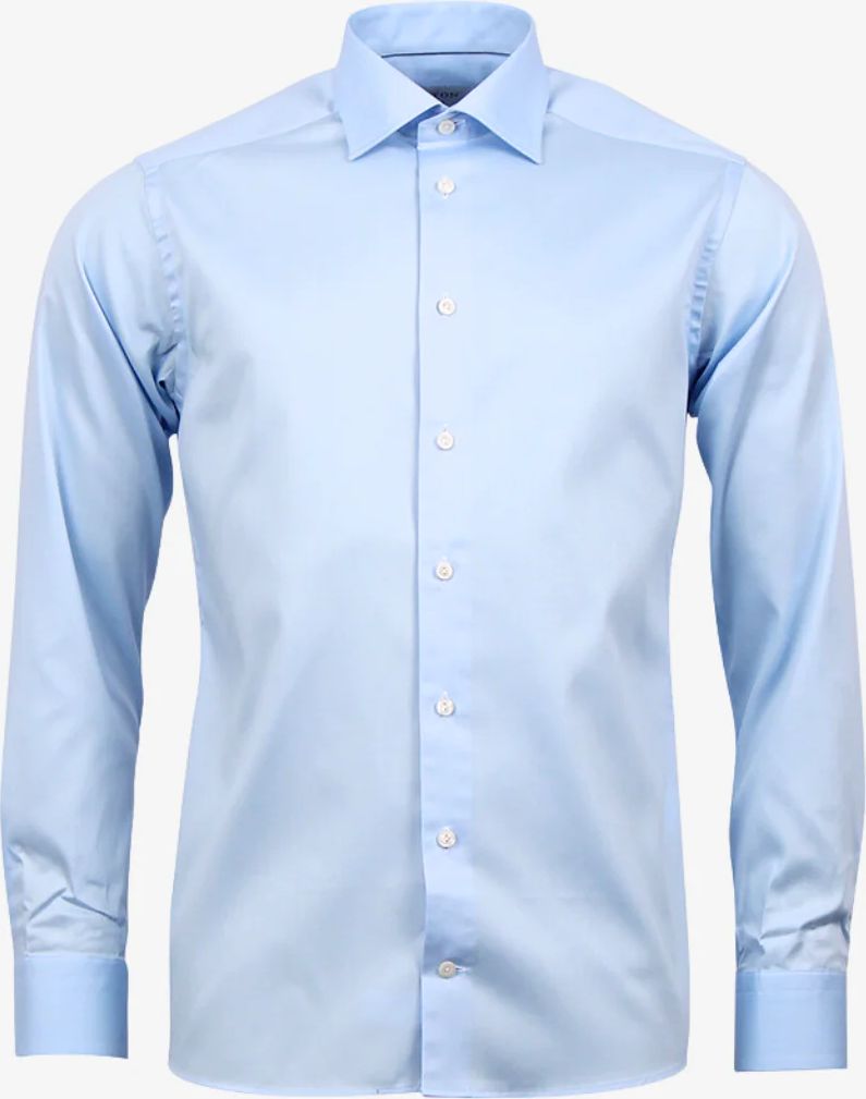ETON Slim Fit Light Blue Signature Twill Shirt Mand Lyseblå Langærmede Skjorter Slim Fit Str 40 - Bomuld hos Magasin