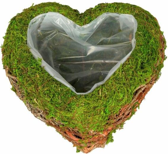 gravpynt, hjerte til planter m. mos og grene, 20 cm