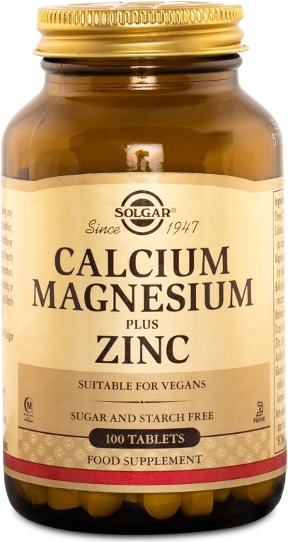 Solgar Kalsium & Magnesium Plus Sinkki, 100 tabletter
