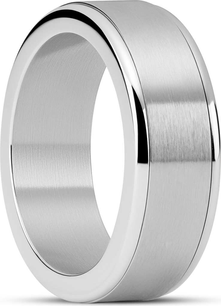 enthumema | 8 mm børstet sølvfarvet rustfri stål antistress ring