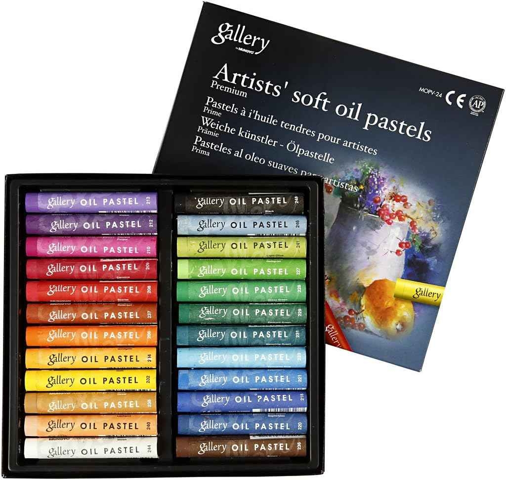 gallery oliepastel premium, l: 7 cm, tykkelse 10 mm, ass. farver, 24stk./ 1 pk.