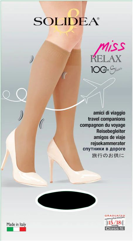 Solidea Miss Relax 100Den Sheer Knæhøjde 15 18 mmHg 2M Glace