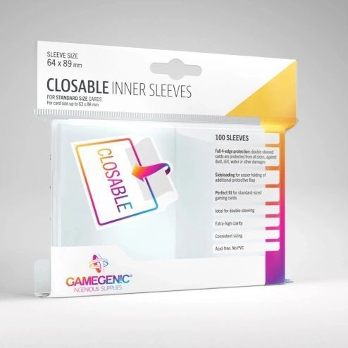 GameGenic Closable Inner Sleeves Clear 63 x 88 mm