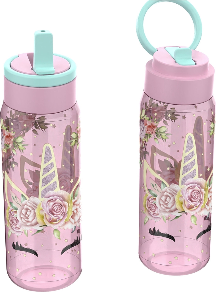 EINHORN Unicorn Gems, Vandflaske Med Sugerør |Pink |500 ml