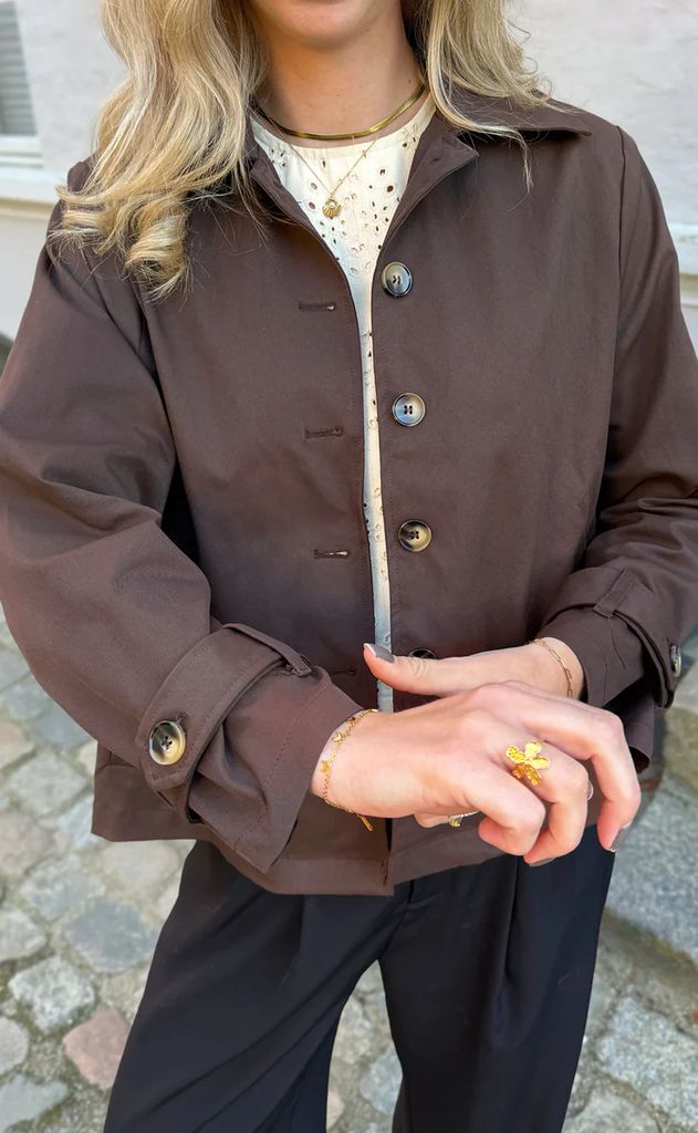 say ina copenhagen trenchcoat - louisa short - chocolate brown