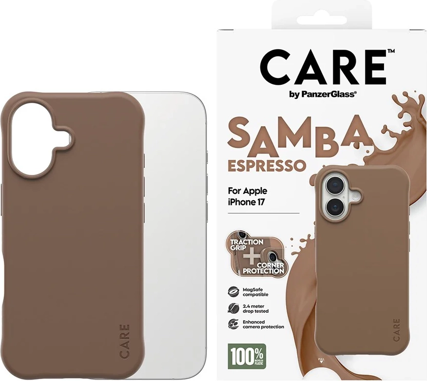 CARE by PanzerGlass Fashionable Case Samba Espresso w. MagSafe iPhone 17