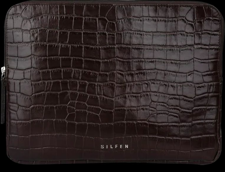Elisa Computer Sleeve - Brown Croco - Silfen Studio - Brun One Size