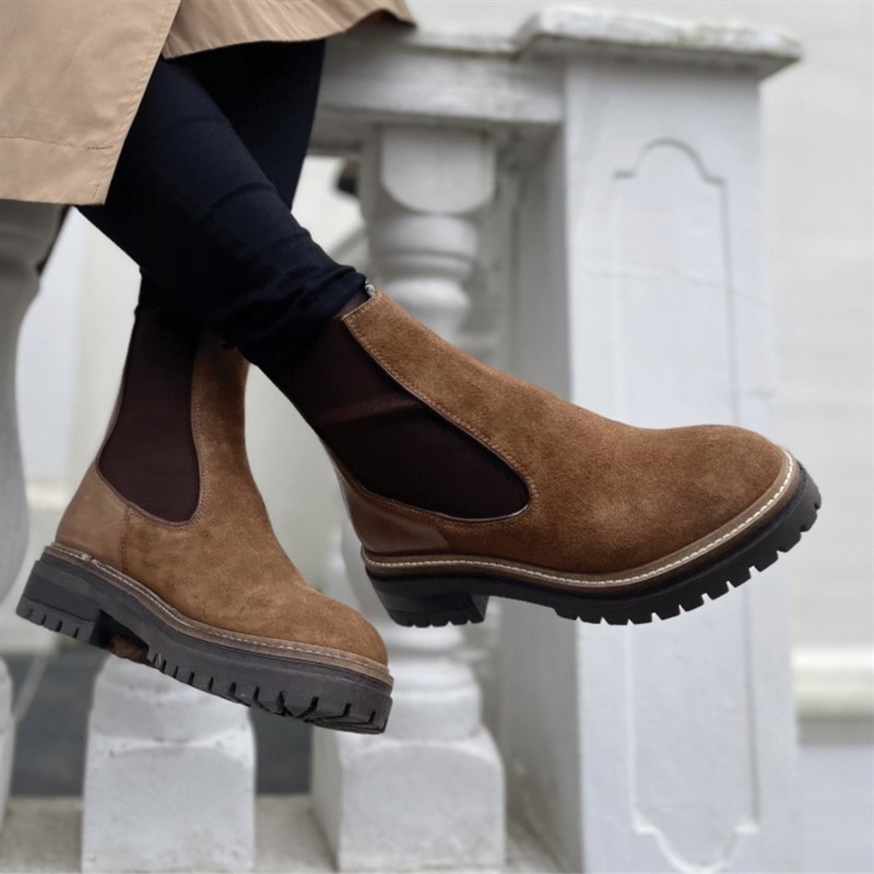 Copenhagen Shoes Suede Støvler Til Kvinder - Cognac