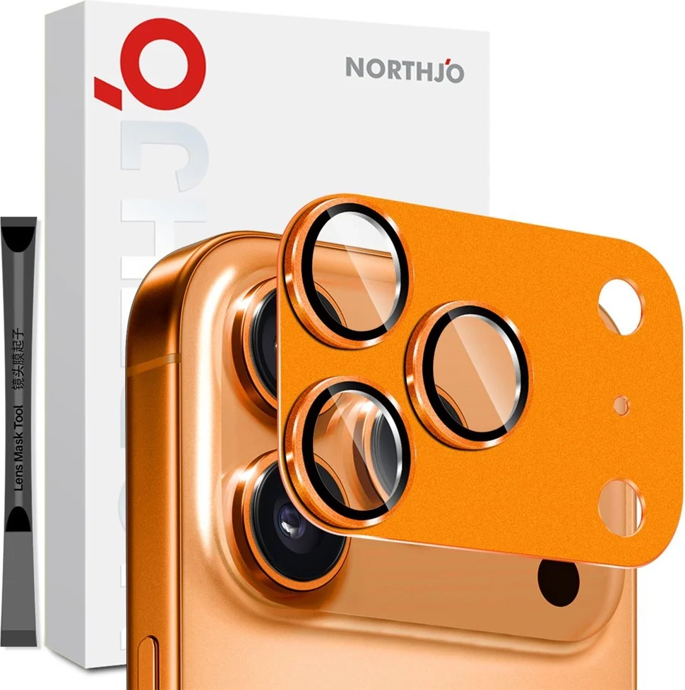 iPhone 17 Pro NORTHJO Kameralinsebeskyttelse - Mat Metal & Glas - Orange