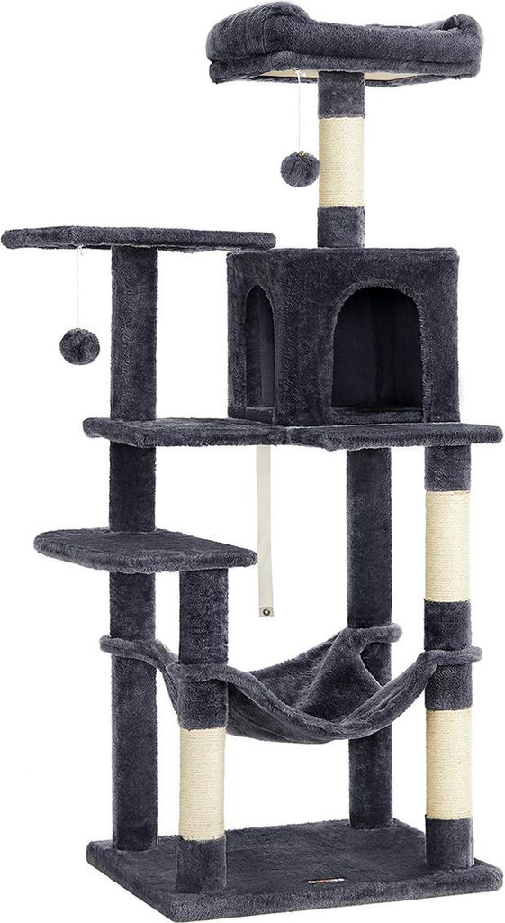 Feandrea Multi-Level Plush Cat Condo 55x45x143 cm