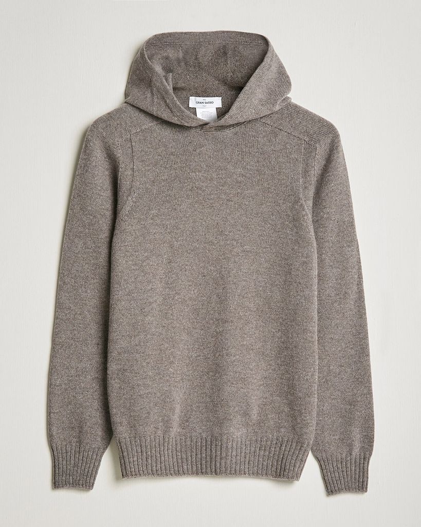 gran sasso wool hoodie taupe melange