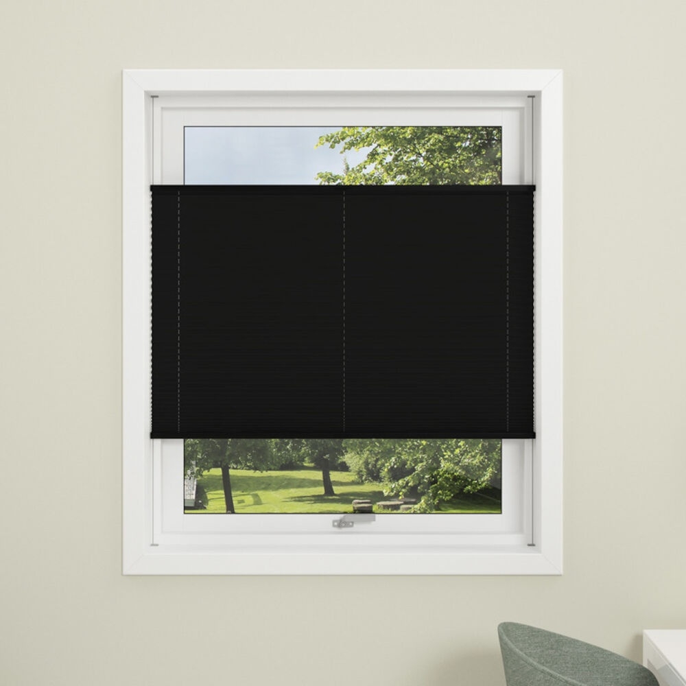 debel, plisségardin, flex, lysdæmpende, sort, 130x130 cm