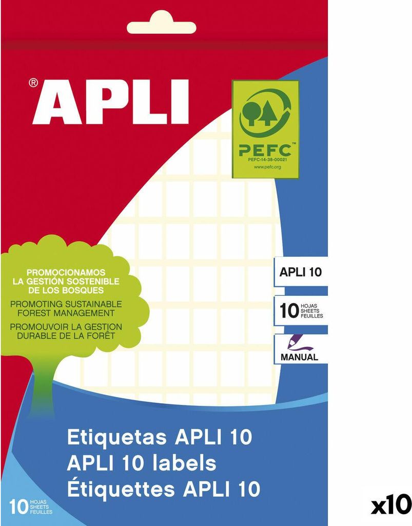 Apli selvklæbende etiketter - hvid, 8 × 12 mm, 10 ark (10 enheder)
