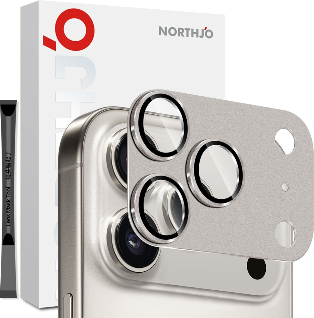 iPhone 17 Pro Northjo Fuld beskyttelse af kameralinsebeskytter i mat metal og hærdet glas - Sort