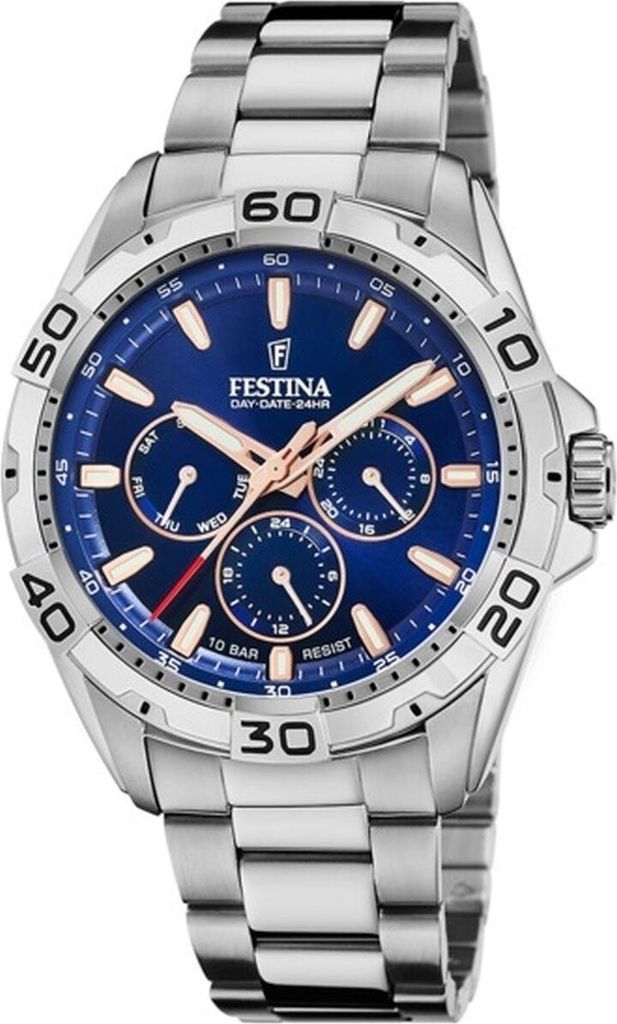 Festina herreur F20623/2 - sølvfarvet stållænke, blå skive