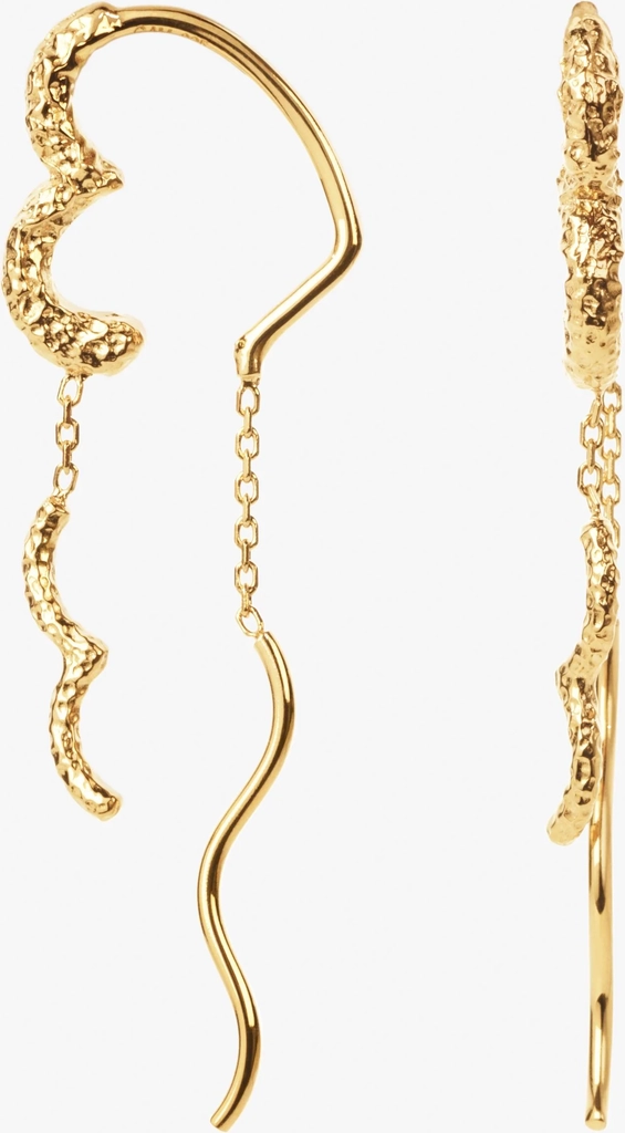 camille brinch - wavy sparkly heart øreringe - forgyldt sølv