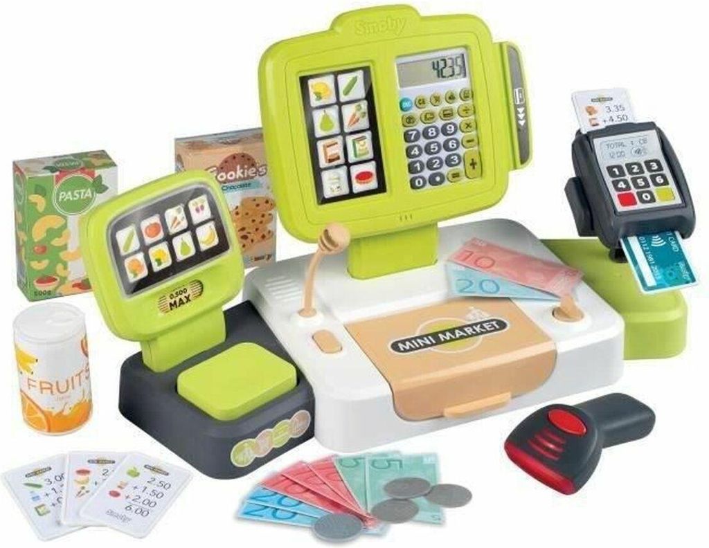 Smoby stort kasseapparat - 30 tilbehør inkluderet - fra 3 år