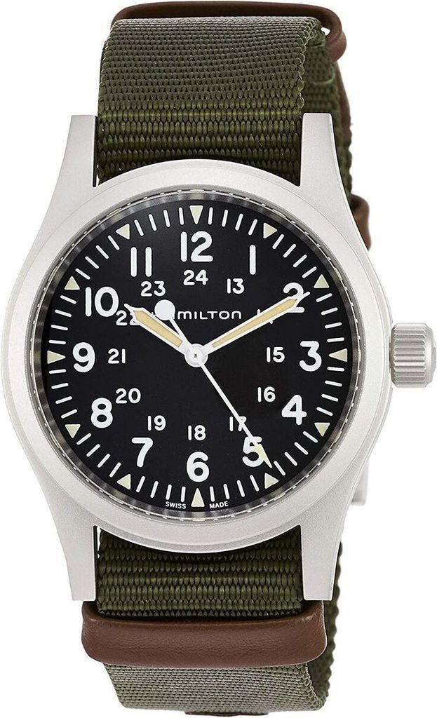 Herreur Hamilton Khaki Field - sort urskive, 38 mm