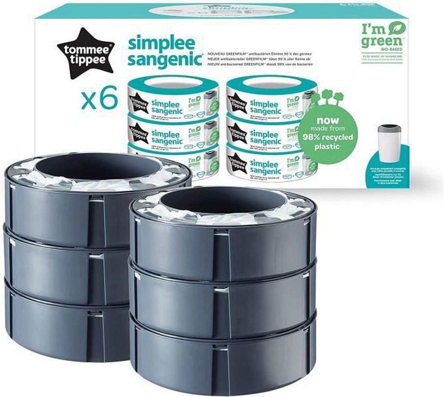 Tommee Tippee Simplee Sangenic udskiftningskassetter - 6 stk.