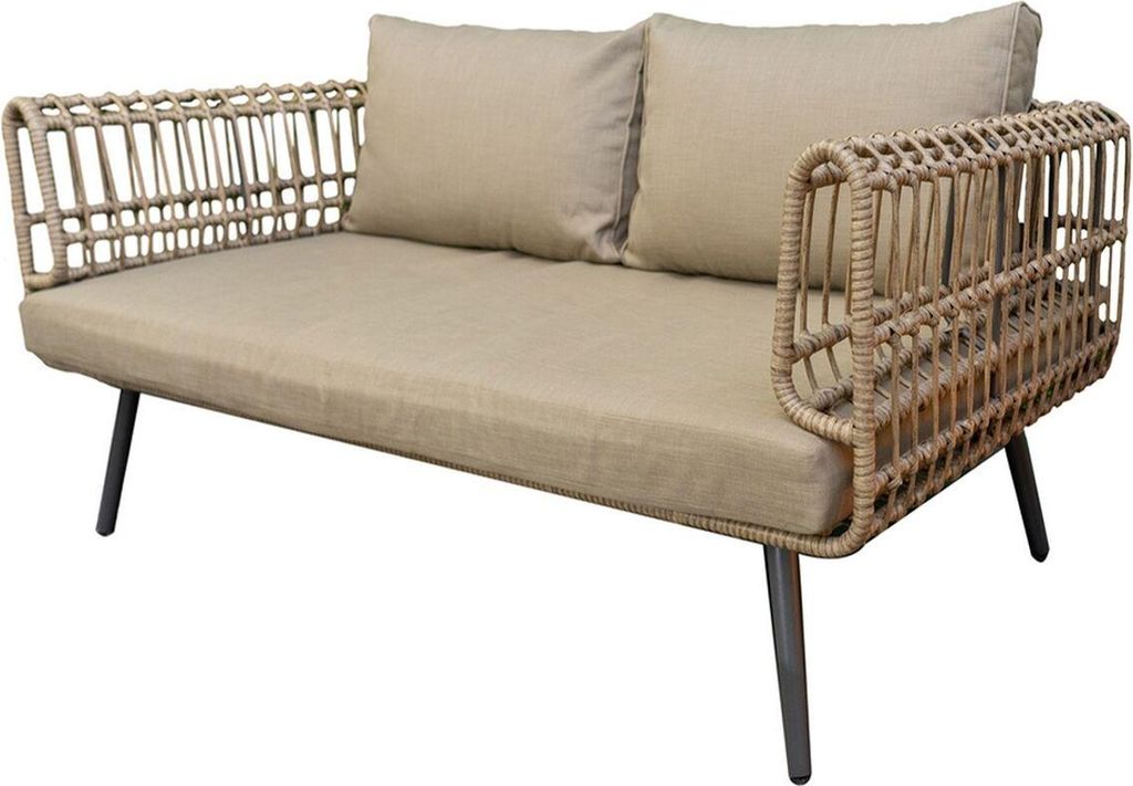 Ariki 2-personers havesofa - stål og syntetisk spanskrør, 161 × 84 × 67 cm