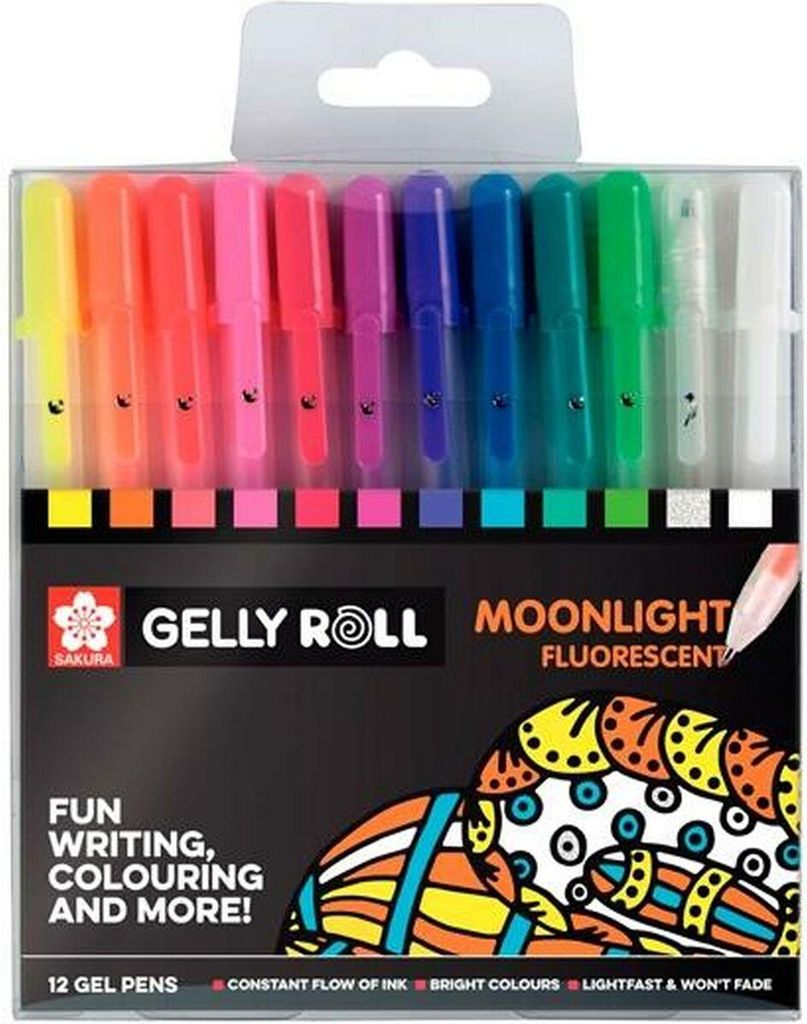 Talens Sakura Gelly Roll Moonlight - gelpenne, 12 dele, fluorescerende