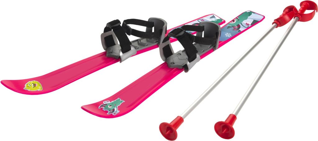 Skidor till Barn 70 cm med skidstavar, Rosa