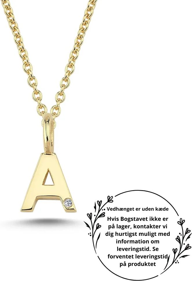 Nuran - 14 karat guld bogstav vedh�ng med diamant - v�lg selv variant - v2200