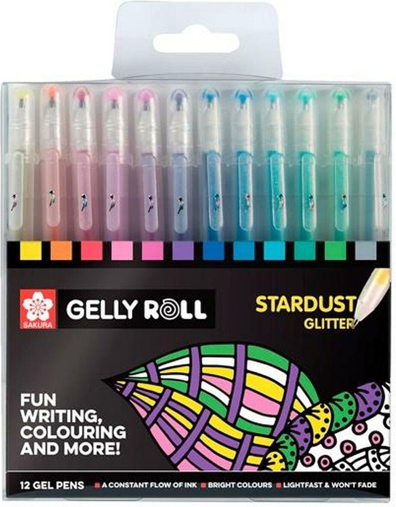 Talens Sakura Gelly Roll Stardust Glitter - sæt med 12 gelpenne, multifarvet