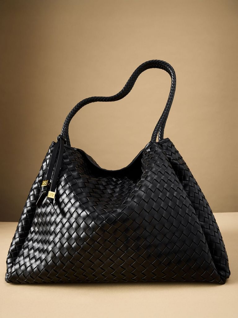 Katie Loxton Large Nova Hand Woven Shoulder Bag - Black