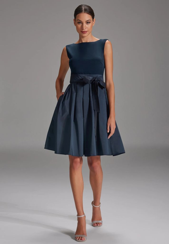 Goddiva Scuba Foam Skater Midi Dress - Black
