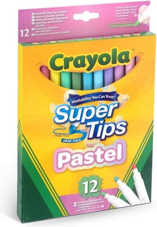 Crayola Super Tips tuscher - Pastel, vaskbare (12 stk)