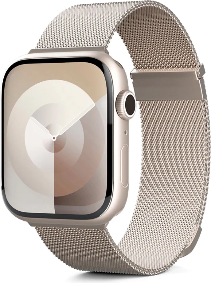 Apple Watch (38/40/SE/41/42mm) Epico Milanese+ (Plus) Rem i Rustfri Stål - Starlight