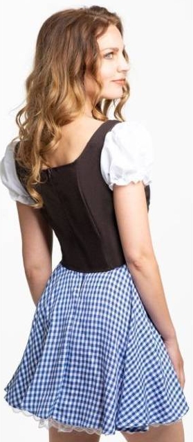 Dirndl Kjole Eva Blå og Brun