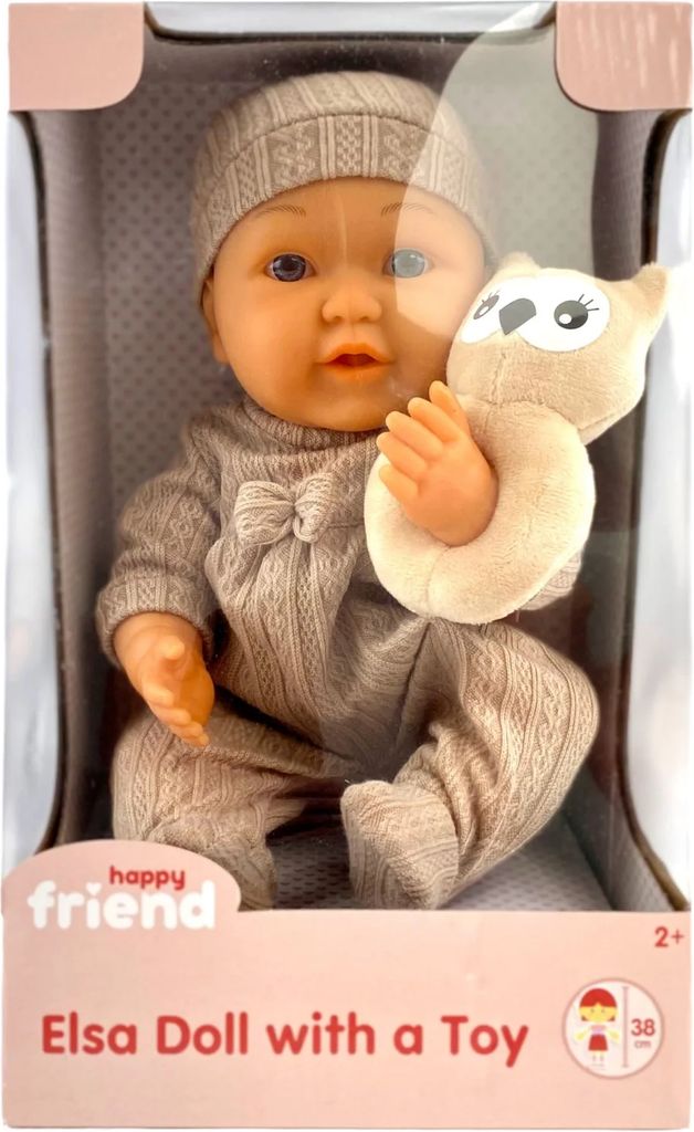 Happy Friend Elsa Dukke 38 cm med Legetøj Brun Dragt
