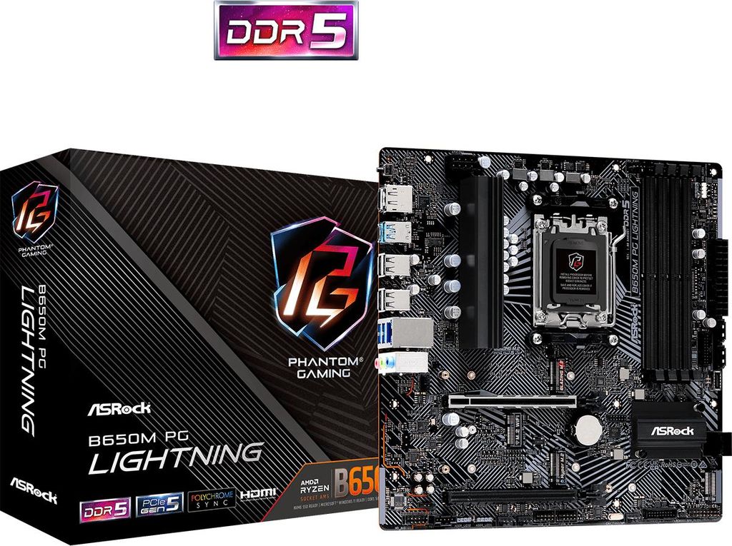 Bundkort ASRock B650M PG Lightning micro ATX AM5 DDR5