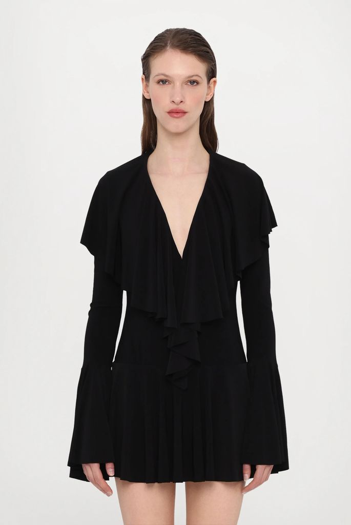 robe mini coque wavy - strikkjoler - noir/ecru