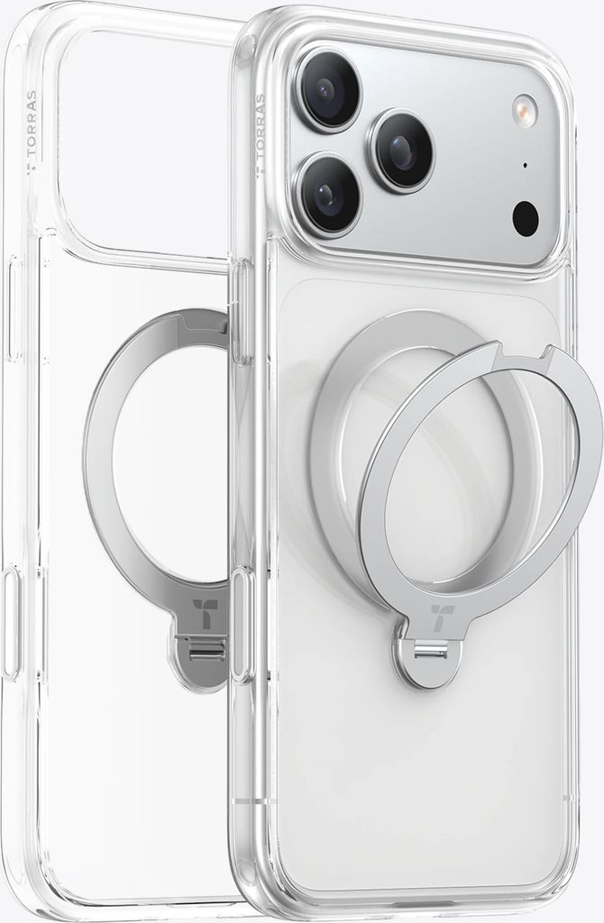 iPhone 18 Pro Max / 17 Pro Max TORRAS Ostand Q3 Spin Bagside Cover - MagSafe Kompatibel - Gennemsigtig