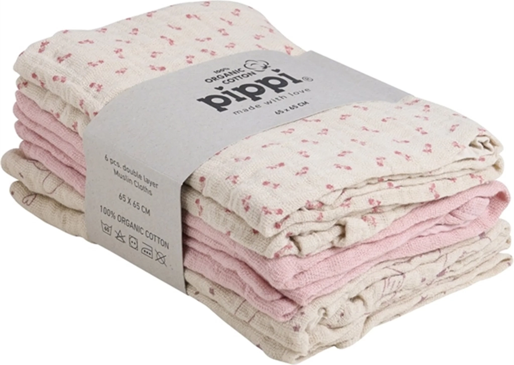 pippi økologiske stofbleer 6-pak sheer bliss