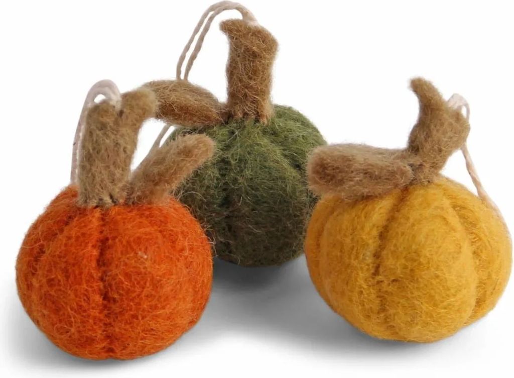 filzanhänger mini-kürbisse – mix – 3er-set