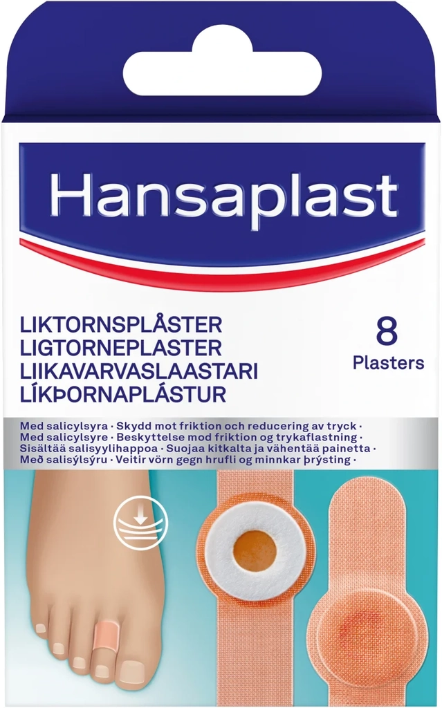 ligtorneplaster - hansaplast 6,8x1,9cm - hvid - 8 stk